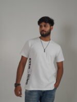 White oversized tee with Don't Ctrl Everything side print and No Risk no story back print Lascialo Essere No Risk Drop 01